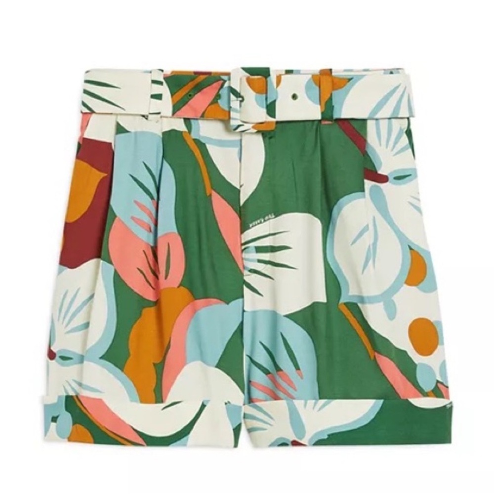 Ted Baker London Erlena Floral Print Belted Shorts Elevated Summer Tropical S